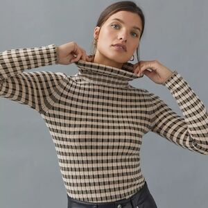Maeve Button-Sleeve Turtleneck Size Small